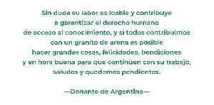 Donor quote from Argentina